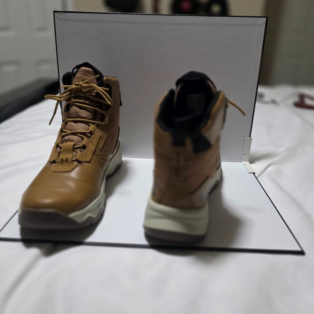 Under Armour Boots Mens Size 10.5 Brown Tactical Combat Leather Outdoor Lace Up - Picture 6 of 9